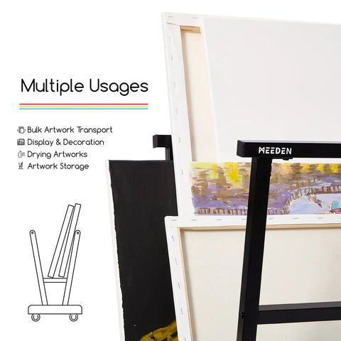 Badass Heavy Duty Metal Art Storage Rack With Zero Sagging 110 Lb Capacity Rock Solid Canvas Print Display Stand For Serious Studio Wall Organization And Easy Setup