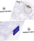 Close-up of eyeglasses repair tool kit with screws, mini screwdrivers, and replacement nose pads for quick DIY fixes.