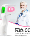Non Contact Infrared Forehead Thermometer For Adults Kids And Baby 3 In 1 No Touch Digital Fever Temperature Gun, white plastic
