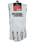 Leather Welding Gloves KH641 Pro Grade Heavy Duty Heat Resistant Gauntlet Cuff With Cotton Lining, gray, one pair