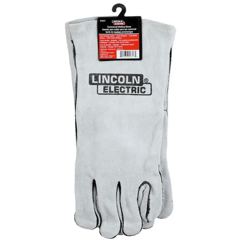 Leather Welding Gloves KH641 Pro Grade Heavy Duty Heat Resistant Gauntlet Cuff With Cotton Lining, gray, one pair