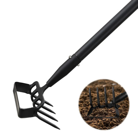 2 In 1 Garden Hoe Tool With Adjustable Length From 37 To 72 Inches, Ergonomic Handle For Easy Weeding And Raking, Durable Rust Proof Blade