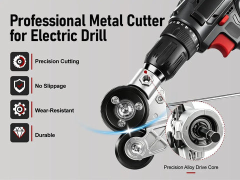 Upgrade Beast Fast Cutting Sheet Metal Cutter Attachment For Electric Drill with dual blades and precision alloy drive core