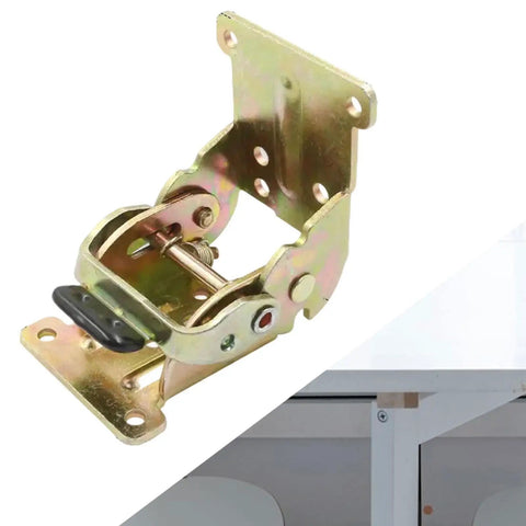 Badass Stability Adjustable Folding Hinge Lock Extension Support With Self Locking Mechanism, gold steel bracket for table legs.