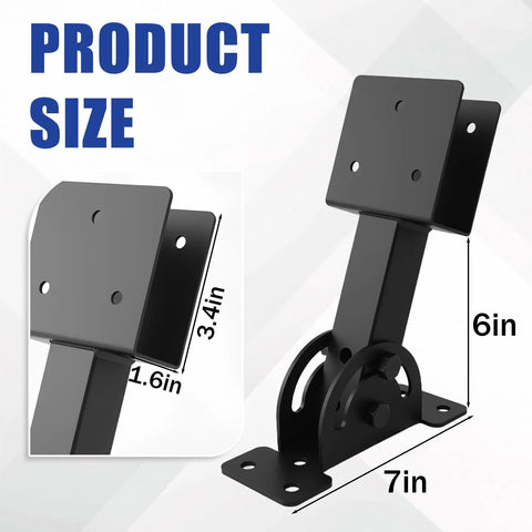 Beefed Up Heavy Duty Roof Riser Brackets Kit 3 Piece With 2 By 4 Adjustable Height Angled Pergola Brackets Black For Gazebos Carports And Patios Sturdy Metal Roof Beam Mounts