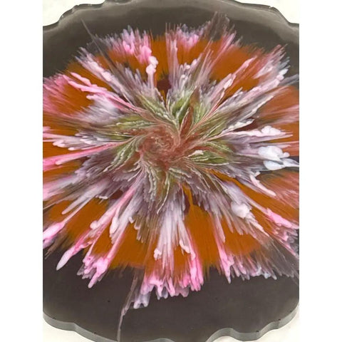 Floral Resin Lazy Susan 13-Inch Handcrafted Rotating Serving Tray For Kitchen And Dining, Modern Decor For Vanity And Bath