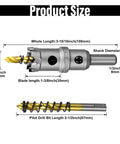 SALI 7/8in (22mm) TCT hole saw kit with titanium-plated pilot drill bit for metal, stainless steel, iron, wood, plastic