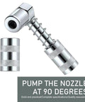 90 Degree Grease Coupler Adapter Two Pack, heavy duty steel grease gun fittings with sleeves, three jaw angle