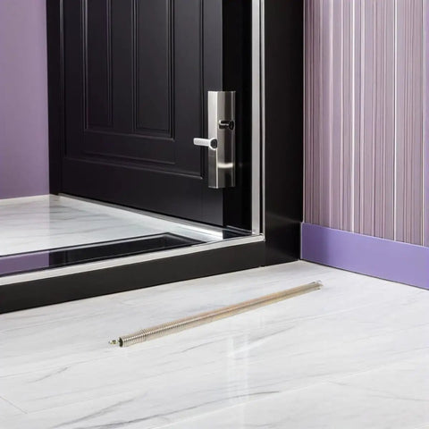 6 Piece Automatic Door Closer Spring Set For Cabinets And Doors With Adjustable Tension in front of a black door