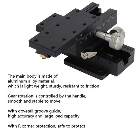 Manual XY Linear Stage for Precision Trimming, 40x90mm Platform, Dovetail Rail, Aluminum Alloy Material