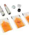 GM Front Brake Caliper Guide Pin Kit 86788779 Replacement For Chevy Buick GMC Cadillac, showing bolts, bushings, and lubricant packs.