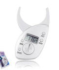 Portable Skinfold Caliper With LCD Screen For Easy Body Fat Measurement, handheld device showing digital readout in millimeters.