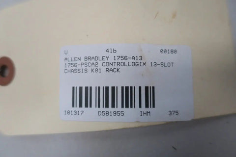 ControlLogix Rack Chassis 1756 A17 1756 PSCA2 Ser B Rev K01 For Industrial PLC System label on 13-slot rack chassis