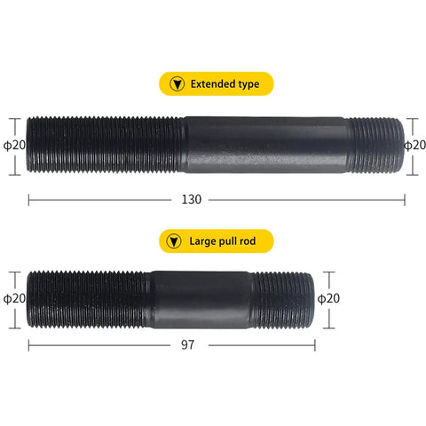 Hole Opener Accessory Kit With Large And Small Tie Rods And Washers For Syk8A Syk8B And Syk15 Punching Machines Pro Grade Heavy Duty Industrial Set For Versatile Hole Punching Operations: large and small pull rods, φ20, 130mm and 97mm