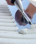 U Notch Stainless Steel Trowel Five Eighths Inch With Flexible 304 Bright Stainless Steel Extra Soft Gorilla Grip Handle in use