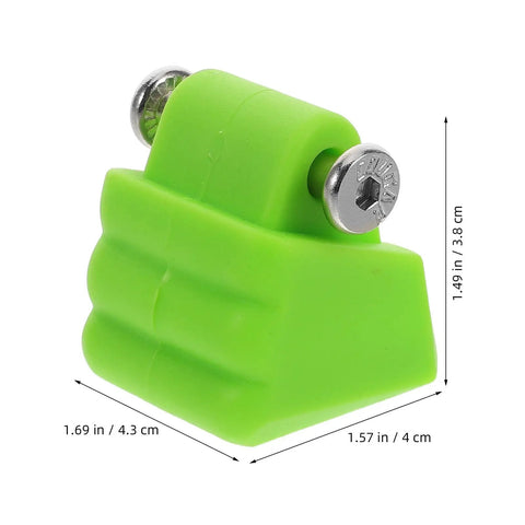 Green roller skate brake stopper toe plug with screws, heavy duty replacement for inline and quad skates, dimensions 1.69 x 1.57 x 1.49 in.