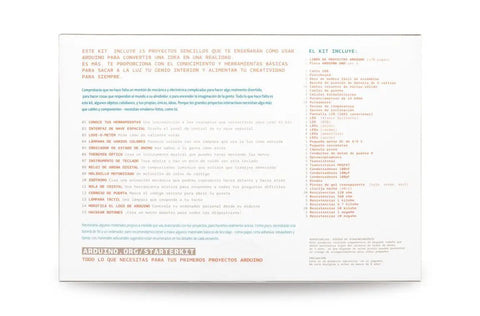 Super Nifty Beginner Friendly Electronics Learning Bundle With Twelve Rad Diy Circuit Builds And Slick Component Pack back cover displaying project list and components.
