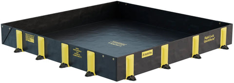 Rigid Lock QuickBerm Drive Over Spill Containment Berm 8 Foot By 8 Foot By 12 Inch Walls 475 Gallon Capacity PVC Coated Fabric Made In The USA Black Ideal For Quick Onsite Spill Containment And Cleanup