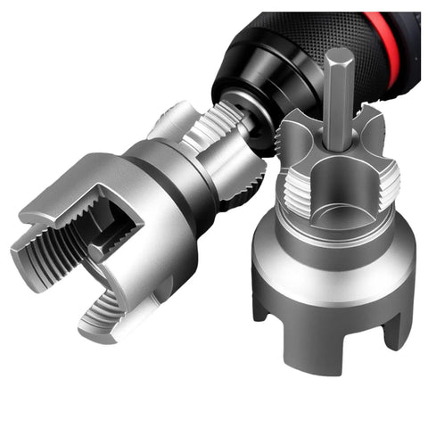 Heavy Duty PVC Pipe Threading Tool Kit For 1/2 And 3/4 Inch Lines Cut Internal External Threads Fast With Standard Drill close-up of alloy steel cutting tool