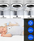 LED Modern Ceiling Fan With Lights Dope Flush Mount Black Ceiling Fan Remote Dimmable 72W with silent operation for bedroom