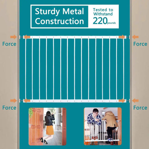 Adjustable Wide Window Guard For Kids showing durable metal construction, pressure-mounted, fits 36.22-61.41 inches, two-panel design.