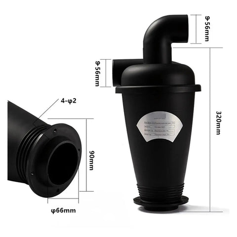 Turbocharged Cyclone Dust Separator For Vacuum Cleaners And DIY Woodworking dimensions, Beast Mode Industrial Grade Dust Collection System
