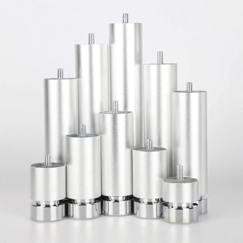 6 Pack Adjustable Aluminum Furniture Legs M10 Threaded Replacement Feet for Table Couch Sofa Cabinet Dresser Washing Machine