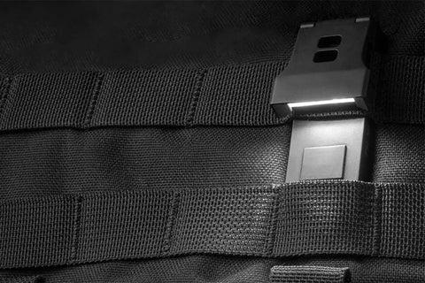 Hands Free LED Pocket Light Clip On For Shirts And Molle 160 Degree Adjustable LED Arm attached to MOLLE webbing