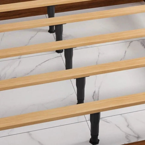 Adjustable T Shaped Bed Frame Support Legs Set With Height Adjustable Design under wooden slats on marble floor