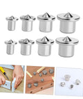 Two Set Dowel Centering Tool Kit For Precise Alignment In Woodworking Projects Dowel Pin Centering Plugs For Accurate Hole Marking Steel Construction Drill Center For DIY Furniture And Carpentry, steel set