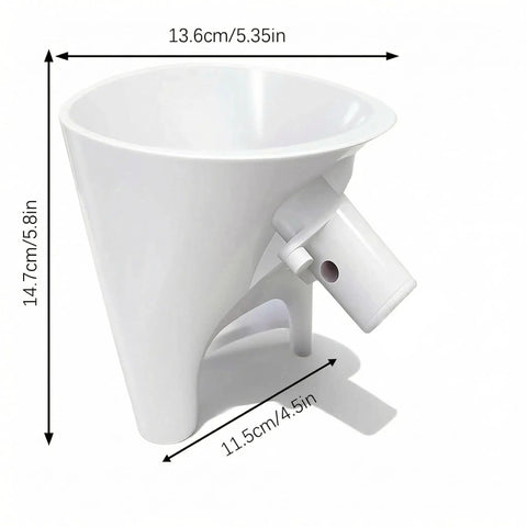 Mess-Free Flour Funnel Attachment for Stand Mixers with Extended Splash Guard, 30-Degree Spout, 120mm Wide Opening, white BPA-Free tool
