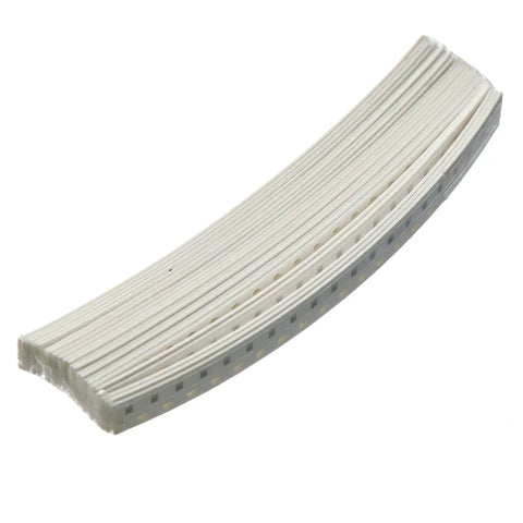 Curved stack of white strips from 1000 Pieces 0603 SMD Patch Resistor Kit With 50 Value Types Ranging From 620 Ohm To 220K Ohm, 5 Percent Tolerance