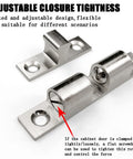 Heavy Duty Stainless Steel Cabinet Door Catch 2 Pack Dual Ball Roller Latch With Adjustable Tension And Screws 50mm front view