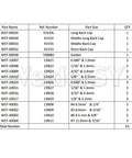 All In One TIG Welding Consumables Kit For 9 20 And 25 Series Torches 53 Pieces parts list with sizes and quantities table
