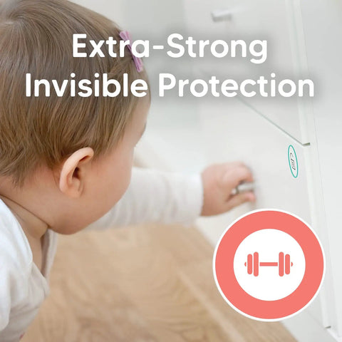 Magnetic Cabinet Locks For Babies No Drilling No Screws 10 Pack With 2 Keys Easy Install Kidproof Latches in use by a toddler