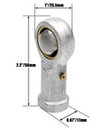 Slick 3/8 Inch Rod End Heim Joint Set Featuring Right Hand Female Threading Crafted From Hardened Ball Bearing Steel, 2.2 inch length.