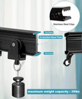Close-up of All-In-One Bendable Ceiling Curtain Track System with 12Ft flexible sliding rails and hardware, black color.