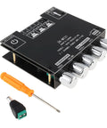 Bluetooth Power Amplifier Board 2.1 Channel With Subwoofer 50W X 2 Plus 100W DC 12V To 24V DIY Audio Rig, with knobs and tools