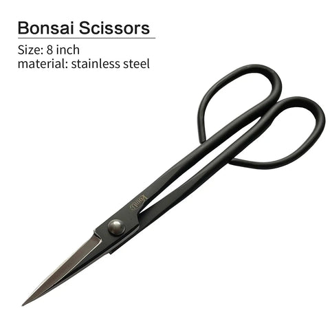 5-Piece Bonsai Tool Set With Knob Cutter, Concave Cutter, Wire Cutter, Jin Pliers, And Bonsai Scissors, Stainless Steel Black Coated, Durable Must Have Pro Level Pruning Kit For Precise Bonsai Shaping 8-inch stainless steel bonsai scissors.