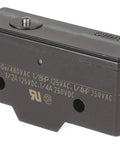 Top Tier Snap Action Micro Switch With Pin Plunger Actuator SPDT 15A 250V Contacts, compact black housing with actuator.