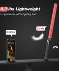 4 Pack 21 Inch LED Traffic Wands With Two Flashing Modes, Safety Light Baton displayed on scale showing 0.3 lbs.