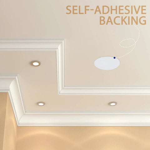 Slick Ceiling Cover Plates With 48 Hella Strong Double Sided Tapes For Instant Wall Hole Patches on white ceiling.