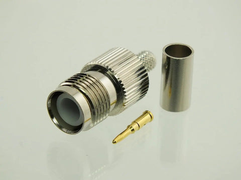 Reverse Polarity TNC Female Crimp Coax Connector RG58 Cable with Teflon Insulator Gold Plated RF Pin Nickel Plated Body