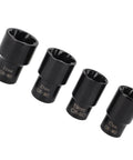 5 Piece Twist Socket Set With Beefy Locking Wheel Nut Remover, Half Inch Drive Includes 17mm 19mm 21mm 22mm Sockets