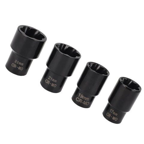 5 Piece Twist Socket Set With Beefy Locking Wheel Nut Remover, Half Inch Drive Includes 17mm 19mm 21mm 22mm Sockets