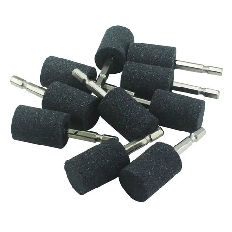 10 Pcs 25 mm Cylindrical Grinding Stones With One Quarter Inch Hex Shank Aluminum Oxide Grinding Bits For Drill And Rotary Tool