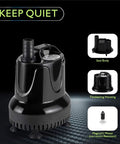 660 GPH Quick Water Change Submersible Aquarium Pump For Fountain Water Transfer And Pond Drain With 3 Adaptors shown with features