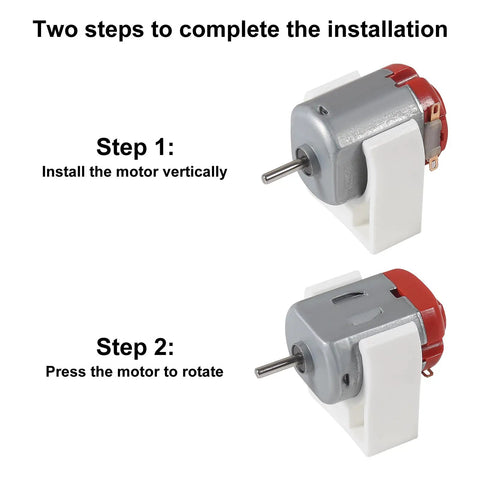 Two steps showing installation of Set Of 20 Micro 130 DC Motors Brushed High Speed 3V To 12V 9000 To 25000 RPM with illustrated guide.