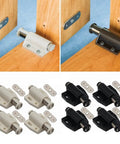4 Pack Magnetic Push To Open Cabinet Latches Handleless Door Catches For Wardrobe Cupboard Kitchen And Bathroom Spring Loaded Easy One Push Closure Black Finish