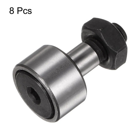 8 Pack Cam Follower Needle Roller Bearing M8x1.25 Thread, 10mm Roller Diameter, 10mm Roller Width, 19mm Stud Diameter, 32.5mm Total Length, CF19 KR22, Bearing Steel, Heavy Duty Load Capacity, Perfect For CNC And Precision Gearheads.